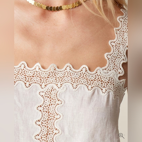 J.Crew Retail Lace-trim squareneck tank top in linen white XXS $69.50 - Picture 4 of 13